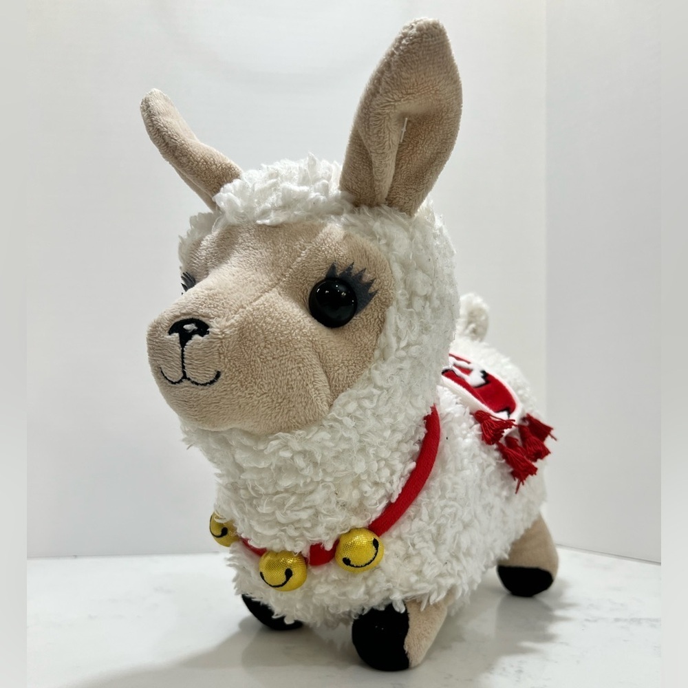 Adorable Plush Llama Toy with Red Accents